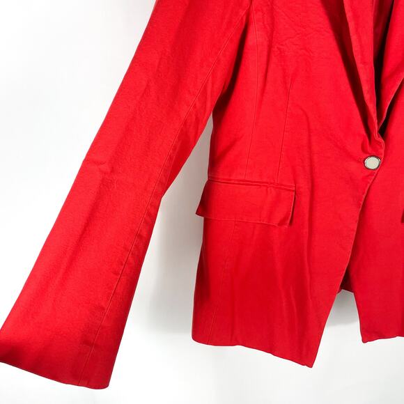 Derek Lam 10 Crosby Noah Blazer Red One-Button Jacket Cotton‎ Blend Sz 14 - Picture 8 of 14